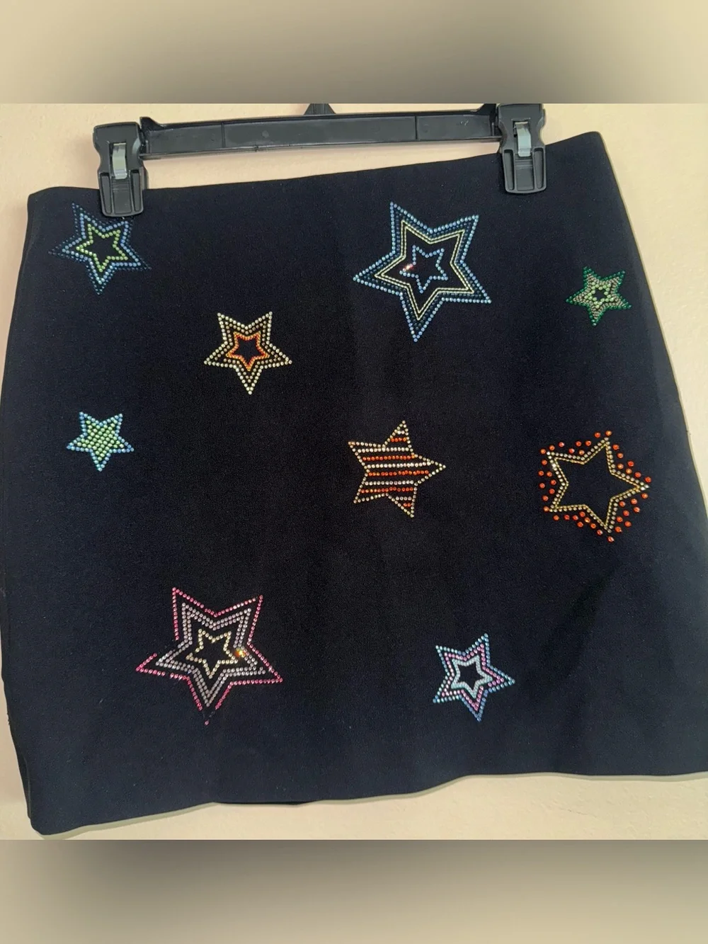 CINQ A SEPT Black Doris Star Embellished Rinestone Mini Skirt Size 6